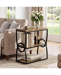 Tribesigns Narrow End Table, Couch Side Table with Storage | 3-Tier Storage, Sturdy Metal Frame