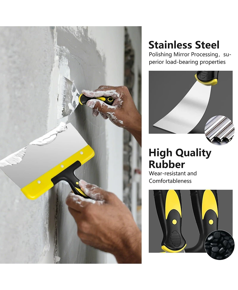 Xdovet Spackle Putty Scrapers Set 5 Stainless Steel Drywall Tools