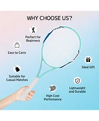 Aofar 2 Pack Tennis Rackets Set Adults Pre-strung Balls Bag Grip Tape Beginners