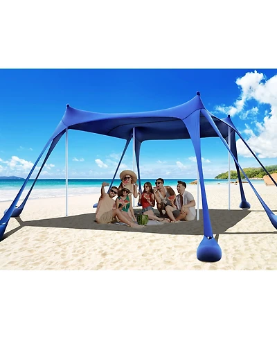 Aofar Beach Tent Sun Shelter UPF50+ Sandbags Shovels Pegs Poles Shade 10x10 feet