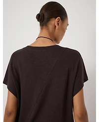 Hush Women's Rosalia Linen-Blend V-Neck Short-Sleeve T-Shirt