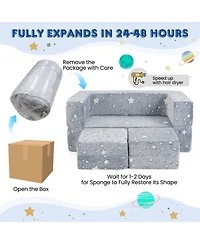Hongge Modular 2-Seater Flannel Play Couch, Ages 3+