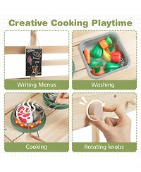 Hongge Wooden Mud Kitchen with Chalkboard, Ages 3+