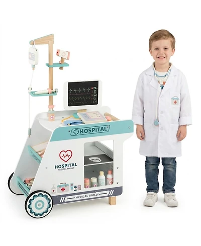 Hongge Doctor Ct Scanner Rolling Cart Wooden Playset, Ages 3+