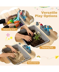 Hongge Wooden Outdoor 2-in-1 Mud Kitchen Playset, Ages 3+