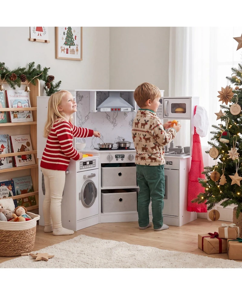 Hongge Wooden Kids Play Kitchen with Water Circulation Sink and Sounds