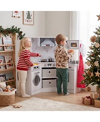 Hongge Wooden Kids Play Kitchen with Water Circulation Sink and Sounds