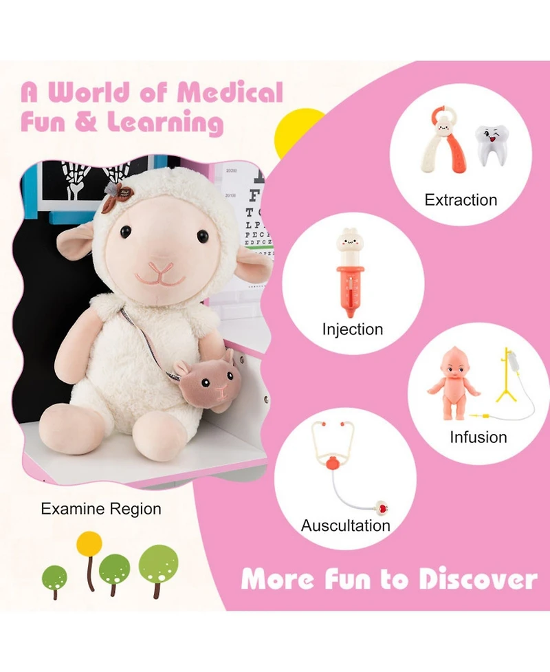 Hongge Kids Wooden Medical Center Play Set with Examination Region
