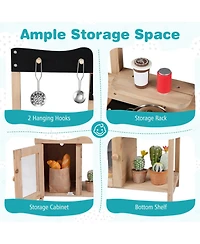 Hongge Wooden Circulating Water Faucet 5-Piece Mud Kitchen, Ages 3+