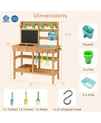 Hongge Wooden Outdoor Mud Play Kitchen, Ages 3+