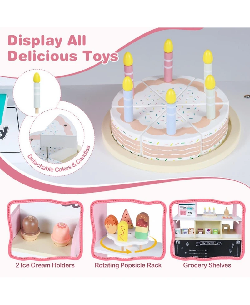 Hongge Ice Cream Shop Rotating Popsicle Rack 27-Piece Playset, Ages 3+