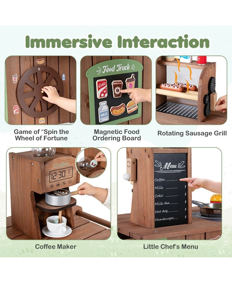 Hongge Grocery Roller Grill and Menu Board Food Cart Playset, Ages 3+