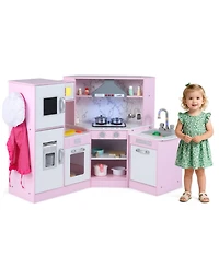 Hongge Kids Corner Play Kitchen Playset with Sensor Faucet and Sound Lights Ages 3