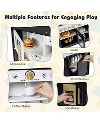 Hongge Lights and Sounds Wooden Play Kitchen with Ice Maker, Ages 3+