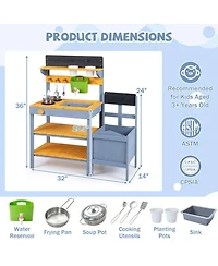 Hongge Running Water 9-Piece Mud Kitchen, Ages 3+