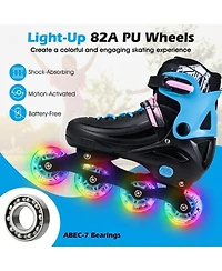 Hongge Kids Adjustable Inline Skates with Aluminum Frame and Light-Up Wheels Ages 5-7