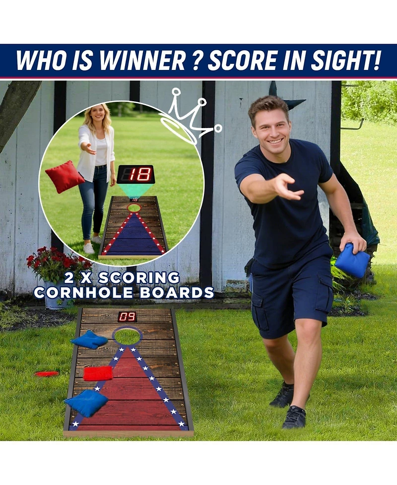 Aofar Electronic Cornhole Set Automatic Scoring Wood 8 Bags