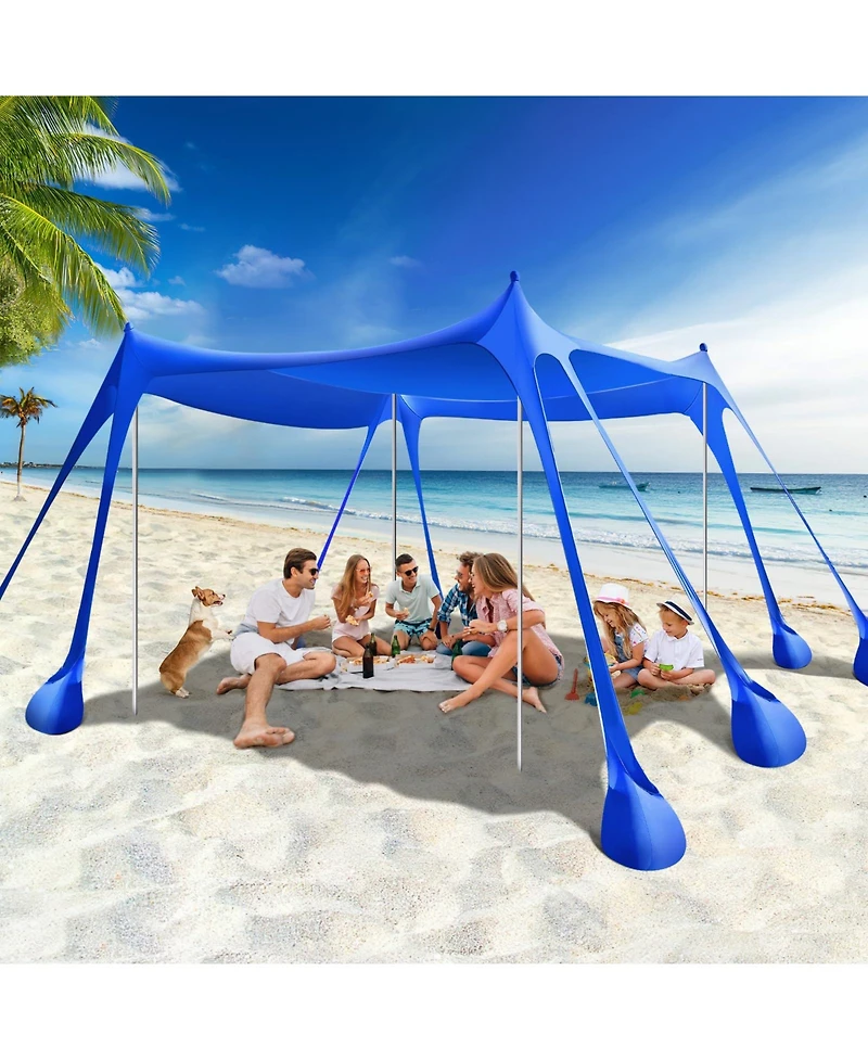 Aofar Beach Tent Shade Sun Shelter Sandbags Poles Camping Fishing 10 X Feet
