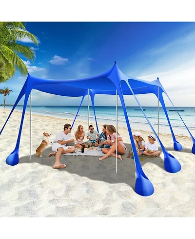 Aofar Beach Tent Shade Sun Shelter Sandbags Poles Camping Fishing 10 X Feet