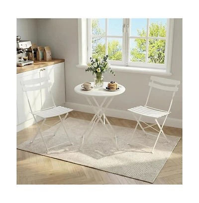 homfan Bistro Chairs Set of 2 – Folding Patio with Premium Metal Frame, Indoor/Outdoor Portable Seating for Balcony Yard Garden