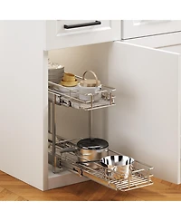 Lovmor 2 Tier Individual Pull Out Cabinet Organizer Slide Kitchen Storage Sliding Shelves