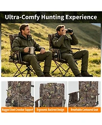 homfan Leaf Camouflage 360degree(s) Swivel Folding Hunting and Outdoor Lounge Chair with Carrying Strap, Silent Blind Seat