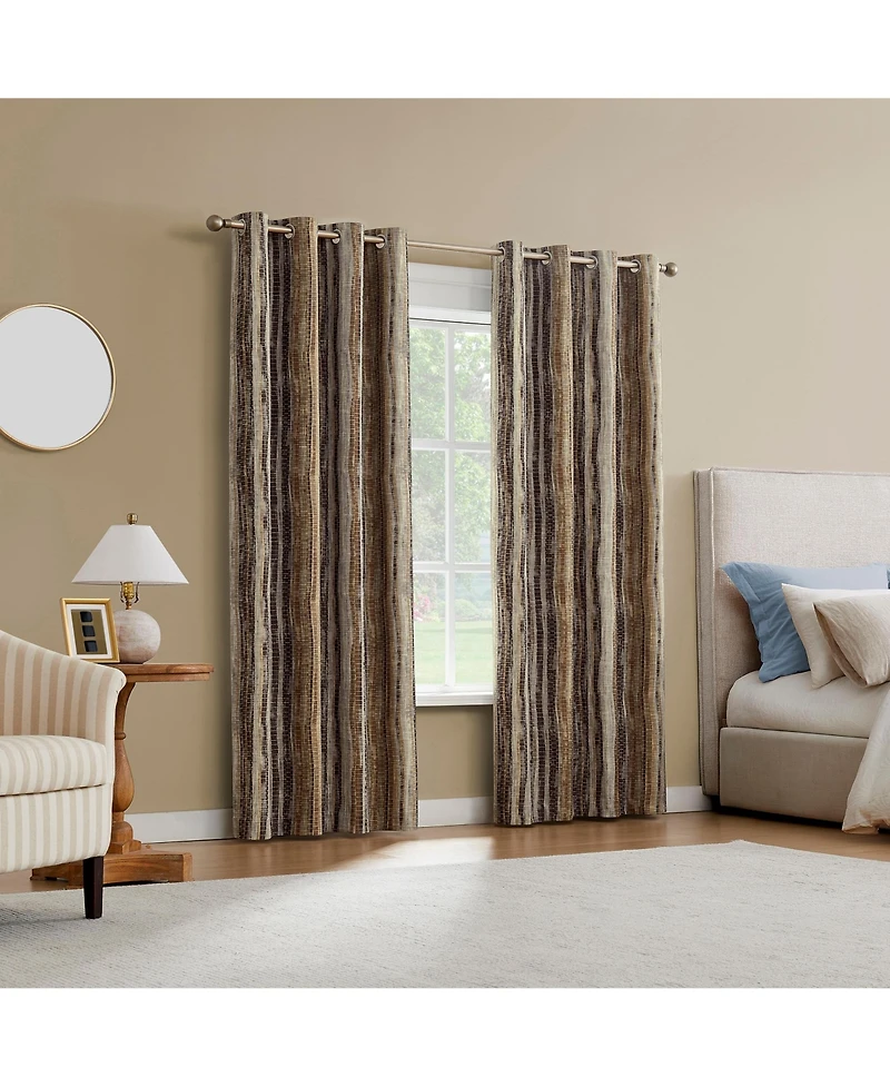 Sun Zero Avila Abstract Stripe 100percentage Blackout Grommet Curtain Panel