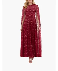 Needle & Thread Women's Heart Lattice Cape Sequin-Embellished Floor-Length Gown