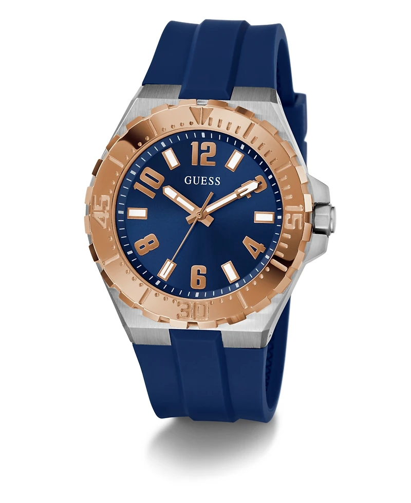 Guess Men's Quartz Blue Silicone Watch 44mm
