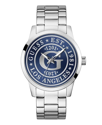 Guess Men's Quartz Silver-Tone Stainless Steel Watch 44mm