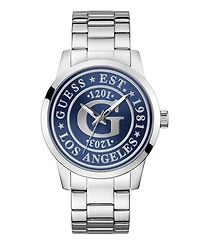 Guess Men's Quartz Silver-Tone Stainless Steel Watch 44mm