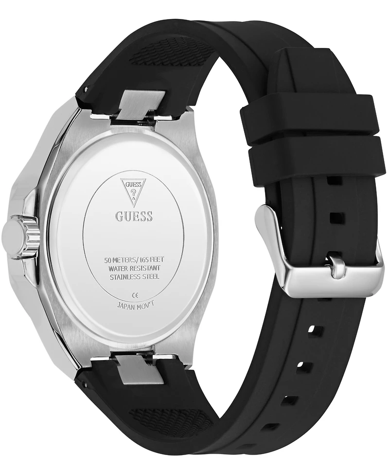 Guess Men's Quartz Black Silicone Watch 46mm