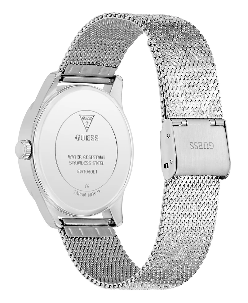 Guess Women's Silver-Tone Steel Mesh Watch 36mm