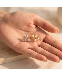Rachel Glauber Brilliant Square Cz Triangle Earrings in 14K Gold Plated