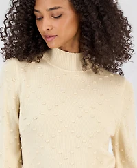 Anne Klein Women's Embellished Mock-Neck Long-Sleeve Midi Sweater Dress