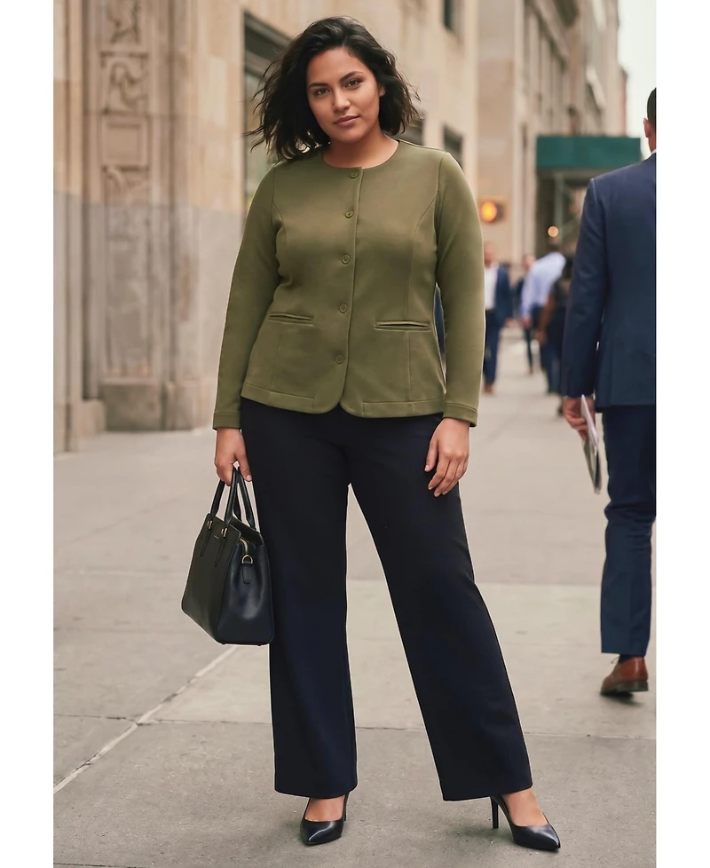Avenue Women's Ponte Button Blazer