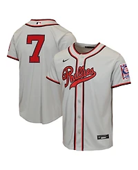 Nike Big Boys and Girls Trea Turner Gray Philadelphia Phillies 2026 Field of Dreams Replica Jersey
