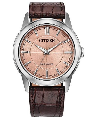 Citizen Men's Rolan Brown Leather Strap Watch 41mm