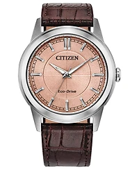 Citizen Men's Rolan Brown Leather Strap Watch 41mm