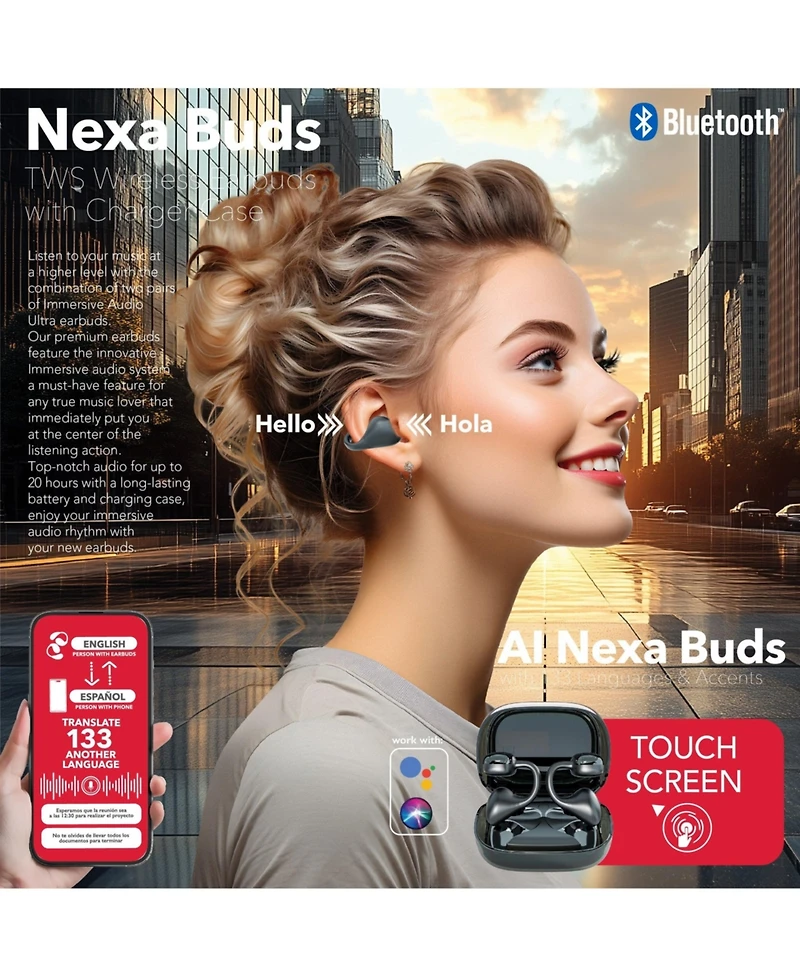 Rca Tune-48 True Wireless Earbuds with Touch Controls and Voice Assistant