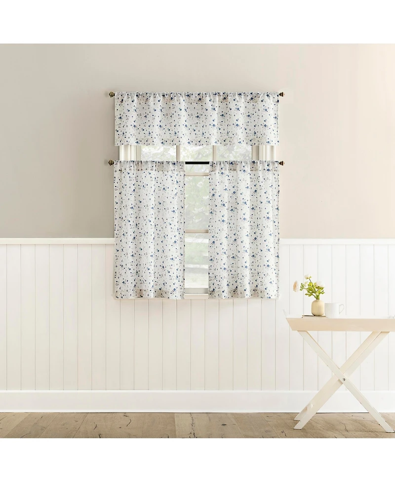 No. 918 Mirabelle Ditsy Floral Semi-Sheer Rod Pocket Kitchen Curtain Valance