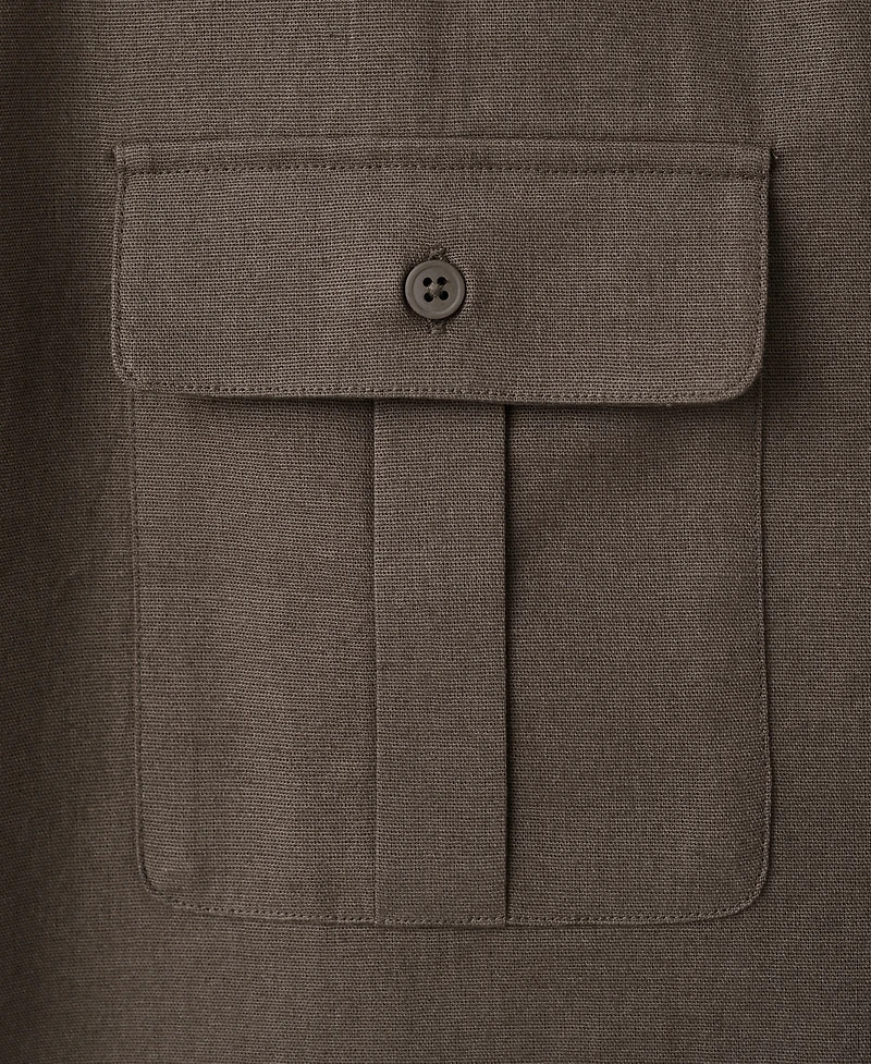 Mango Men's Linen-Cotton Bowling Collar Shirt