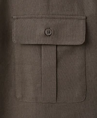 Mango Men's Linen-Cotton Bowling Collar Shirt