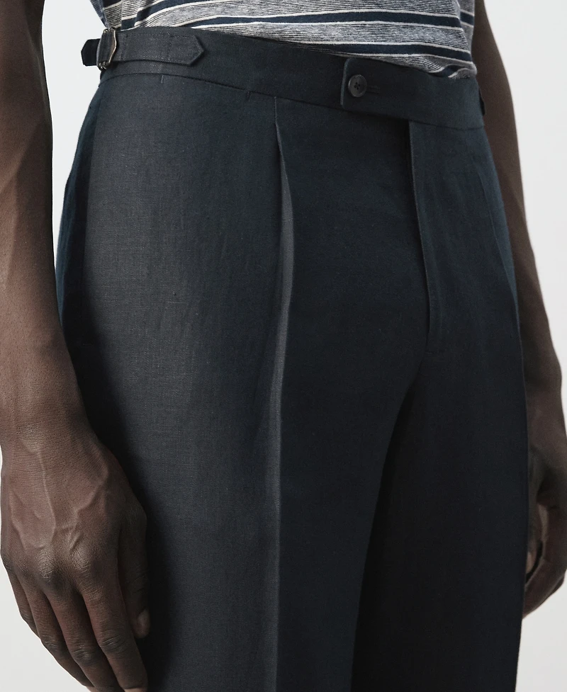 Mango Men's Adjustable Bands Linen Suit Pants
