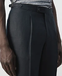 Mango Men's Adjustable Bands Linen Suit Pants