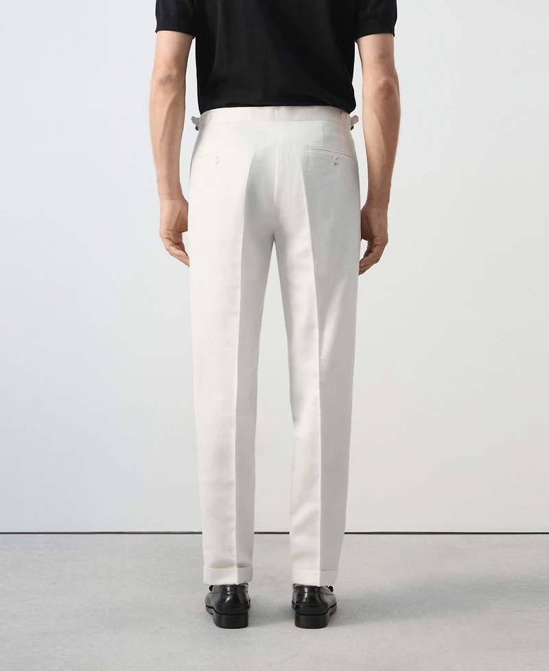 Mango Men's Pleated Linen-Blend Suit Pants