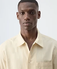 Mango Men's Regular-Fit Cotton-Linen-Blend Shirt
