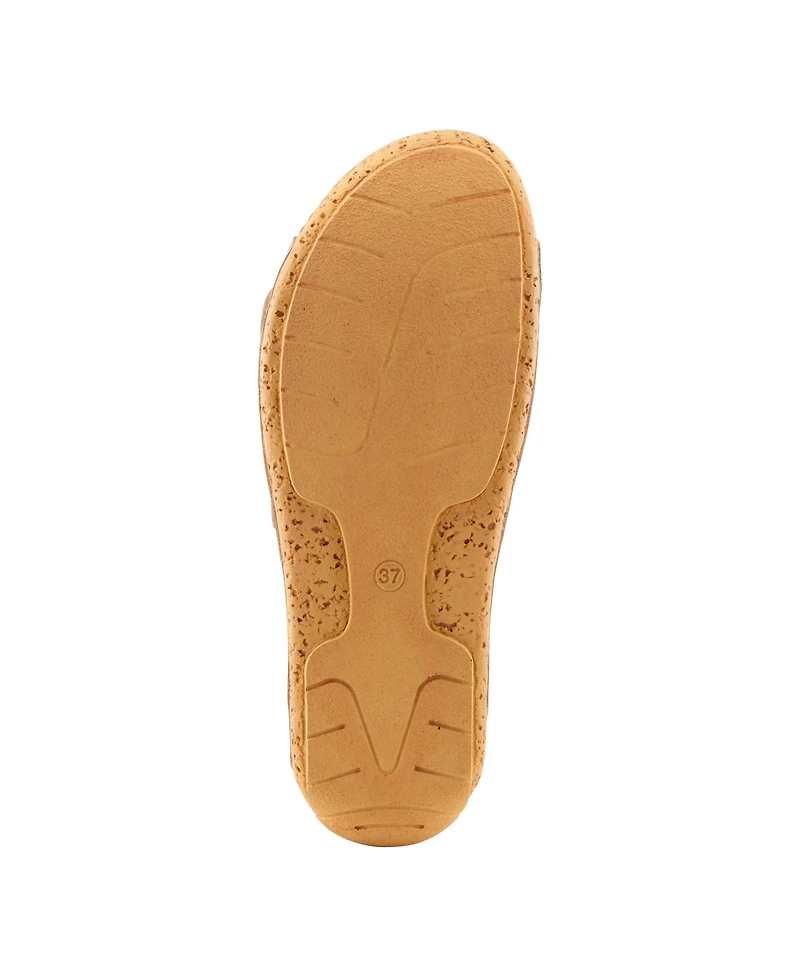 Spring Step Women's Gelatia Slide Wedge with Laser-Cut Detail