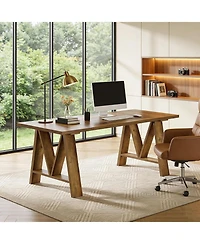 Tribesigns 63" Executive Office Desk, Farmhouse Wooden Computer Desk, Large Modern Writing Table for Home Office