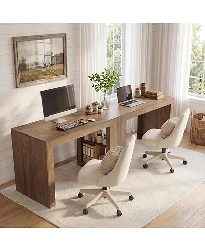 Tribesigns 78.7" Home Office Desks, 2 Person Desk, Extra Long Desk with Shelves, Modern Farmhouse Executive Desk with Middle Storage Shelf